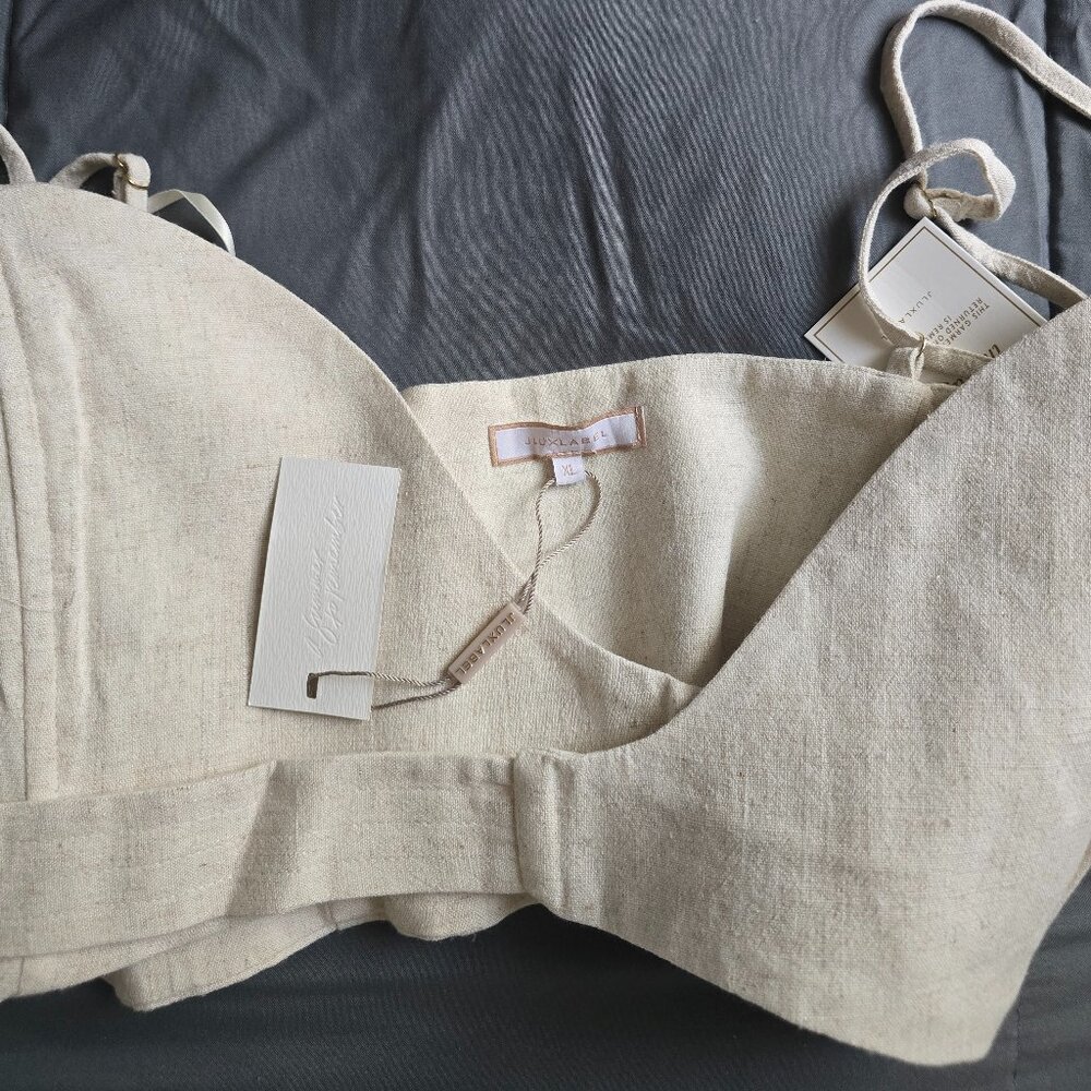 NWT! JLUXLABEL Cream Linen-Look Crop Top - Picture 7 of 10